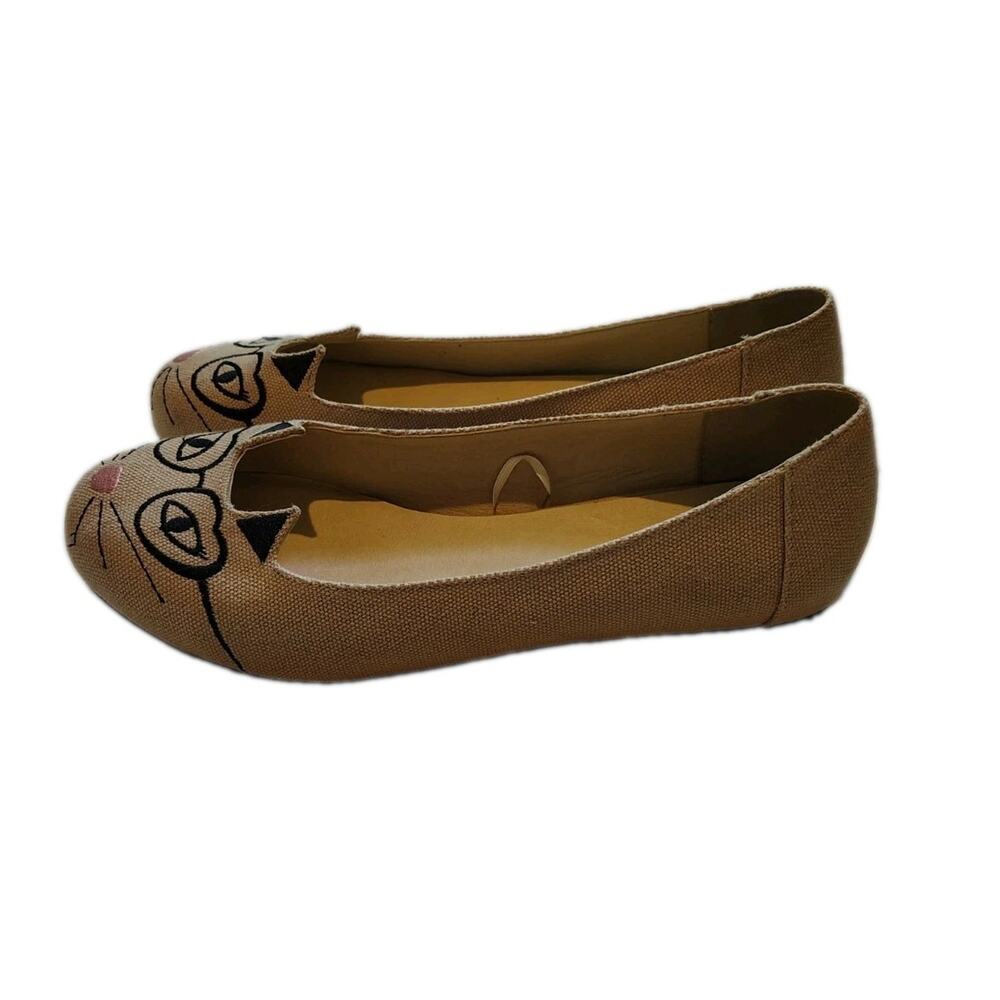 Torrid Cat Face Ballet Flats Size 8 Nerdy Cat Glasses Whiskers Embroidered... - Picture 9 of 11